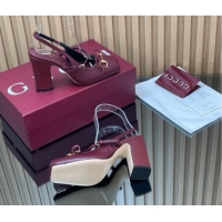 Pretty Style Gucci Horsebit Slingback Pumps 9.5cm in Calf Leather Dark Burgundy 1218032 2026