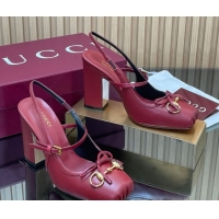 Top Grade Gucci Horsebit Slingback Pumps 9.5cm in Calf Leather Red 1218033 2026