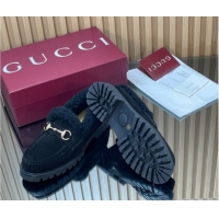 Best Price Gucci Wool and Suede Loafers with Horsebit Black 1218042 2026