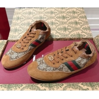 Good Looking Gucci Shift Sneakers in Suede and GG Strass Brown/Beige 1218043 2026