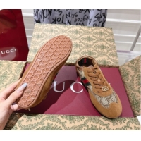 Good Looking Gucci Shift Sneakers in Suede and GG Strass Brown/Beige 1218043 2026