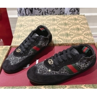 Shop Duplicate Gucci Shift Sneakers in Suede and GG Strass Black 1218045 2026