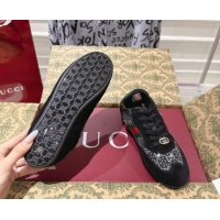 Shop Duplicate Gucci Shift Sneakers in Suede and GG Strass Black 1218045 2026