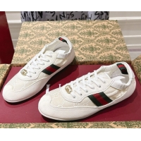 Luxurious Gucci Shift Sneakers in Suede and GG Canvas White 1218046 2026