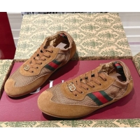 Good Product Gucci Shift Sneakers in Suede and Mesh Brown 1218047 2026