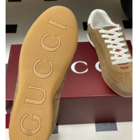 Good Quality Gucci Shift Sneakers in Grained Nubuck Leather Brown 1218054 2026