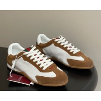 Shop Duplicate Gucci Shift Sneakers in Suede and Leather White/Brown 1218055 2026