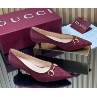 Luxury Gucci GG Canvas Pumps 4.5cm with Horsebit Burgundy 1218058 2026