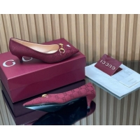 Luxury Gucci GG Canvas Pumps 4.5cm with Horsebit Burgundy 1218058 2026