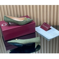 Discount Gucci GG Canvas Pumps 4.5cm with Horsebit Green 1218059 2026