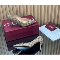 Hot Style Gucci GG Canvas Pumps 8.5cm with Horsebit Beige 1218060 2026