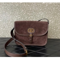 Best Price Valentino Antibes Shoulder Bag in Suede 2078 Dark Brown 2026