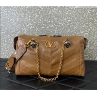 Buy Cheap Valentino Panthea HandBag in V Shiny and Matte Nappa Leather 0070 Brown 2026