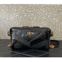 Grade Design Valentino Panthea Small HandBag in V Shiny and Matte Nappa Leather 0075 Black 2026