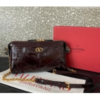 Buy Fashionable Valentino Panthea Small HandBag in V Shiny and Matte Nappa Leather 0075 Dark Burgundy 2026