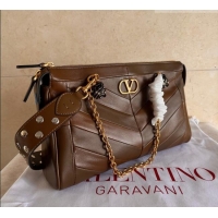 Top Quality Valentino Panthea HandBag in V Shiny and Matte Nappa Leather 2025 Oak Brown 2026