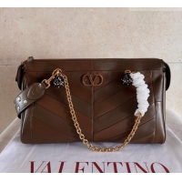 Top Quality Valentino Panthea HandBag in V Shiny and Matte Nappa Leather 2025 Oak Brown 2026