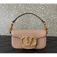 Grade Design Valentino Garavani Locò Small Shoulder Bag In Calfskin Leather With Jewel Logo 5053 Nude Pink 2025