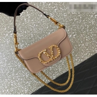 Grade Design Valentino Garavani Locò Small Shoulder Bag In Calfskin Leather With Jewel Logo 5053 Nude Pink 2025
