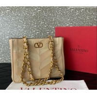 Buy Cheap Valentino Laseine Small Shopping Bag in V Shiny and Matte Nappa Leather 0082 Beige/Nude 2026