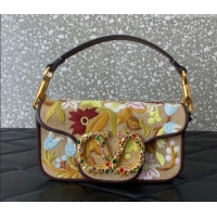 New Design Valentino Garavani Locò Small Shoulder Bag In Flora Embroidered Canvas 5086 Beige 2026