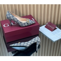 Unique Style Gucci GG Canvas Pumps 8.5cm with Horsebit 853466 Grey 2026