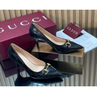 Best Price Gucci GG Leather Pumps 8.5cm with Horsebit 853466 Black 2026