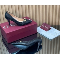 Best Price Gucci GG Leather Pumps 8.5cm with Horsebit 853466 Black 2026