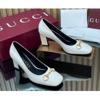 Best Product Gucci Shiny Leather Pumps 10cm with Horsebit GG121801 White 2026