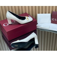 Best Product Gucci Shiny Leather Pumps 10cm with Horsebit GG121801 White 2026