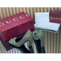Good Quality Gucci GG Canvas Pumps 10cm with Horsebit GG121801 Green 2026