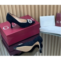 Purchase Gucci Suede Pumps 8.5cm with Strass Interlocking G 852995 Black 2026