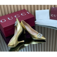 Cheapest Gucci Metallic Leather Pumps 8.5cm with Strass Interlocking G 852995 Gold 2026
