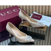 Top Design Gucci Patent Leather Pumps 8.5cm with Strass Interlocking G 852995 Nude 2026