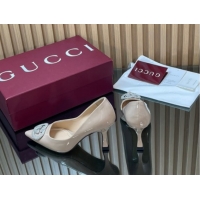Top Design Gucci Patent Leather Pumps 8.5cm with Strass Interlocking G 852995 Nude 2026