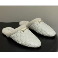 Pretty Style Gucci Princetown GG Leather and Wool Flat Loafers with Horsebit GG121802 White 2026