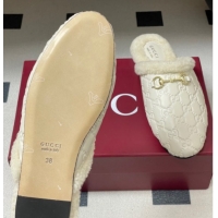 Pretty Style Gucci Princetown GG Leather and Wool Flat Loafers with Horsebit GG121802 White 2026