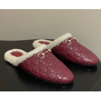 Good Product Gucci Princetown GG Leather and Wool Flat Loafers with Horsebit GG121802 Red 2026