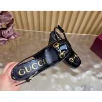 Luxury Discount Gucci Patent Leather Platform Slingbacks Pump 11cm with Horsebit GG121803 Black 2026