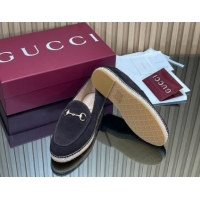 Trendy Design Gucci Suede Flat Espadrilles with Horsebit GG121805 Dark Brown 2026