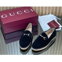 Stylish Gucci Suede Flat Espadrilles with Horsebit GG121805 Black 2026
