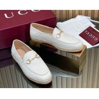 Sumptuous Gucci Calf Leather Flat Espadrilles with Horsebit GG121805 White 2026