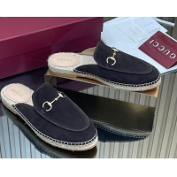 Luxury Gucci Suede Flat Espadrille Mules with Horsebit GG121805 Dark Brown 2026