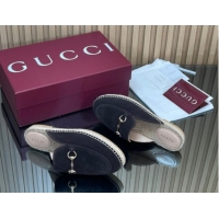 Luxury Gucci Suede Flat Espadrille Mules with Horsebit GG121805 Dark Brown 2026