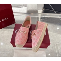 Good Product Gucci GG Canvas Flat Espadrilles with Horsebit GG121805 Light Pink 2026