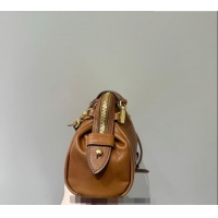 Famous Brand Miu Miu Caprice Leather Clutch Shoulder Bag 5BF131 Cognac Brown 2025