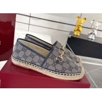 Charming Gucci GG Canvas Flat Espadrilles with Horsebit GG121805 Grey/Blue 2026