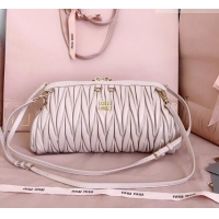 Buy Discount Miu Miu Caprice Matelassé Nappa Leather Clutch Shoulder Bag 5BF130 Powder Pink 2026