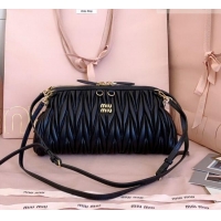 Well Crafted Miu Miu Caprice Matelassé Nappa Leather Clutch Shoulder Bag 5BF130 Black 2026
