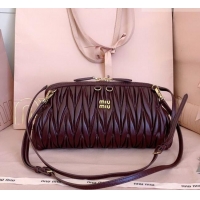 Promotional Miu Miu Caprice Matelassé Nappa Leather Clutch Shoulder Bag 5BF130 Burgundy 2026